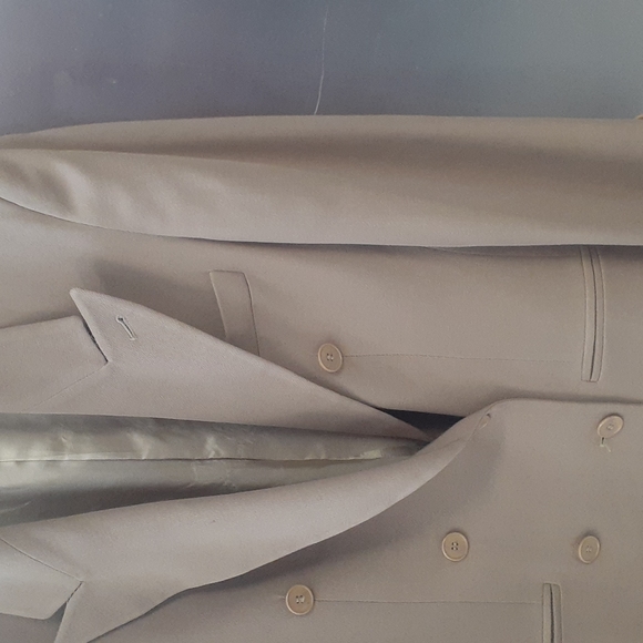 Emporio Armani Italy TUXETO Jacket Wool Dress Coat 44 US 8 M Tan Double Breasted - Picture 5 of 13